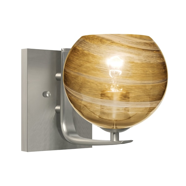 Besa Lighting Jilly Vanity, Vapor Amber, Satin Nickel Finish, 1x60W Incandescent 1WC-JILLYAM-SN - main